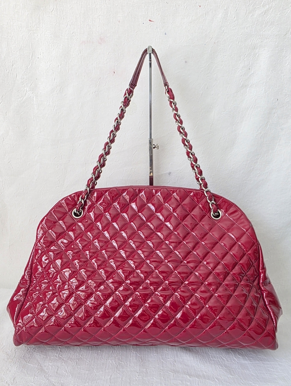 Auth Chanel Mademoiselle XXL Bowling Quilted Patent Leather Bag - Picture 3 of 15
